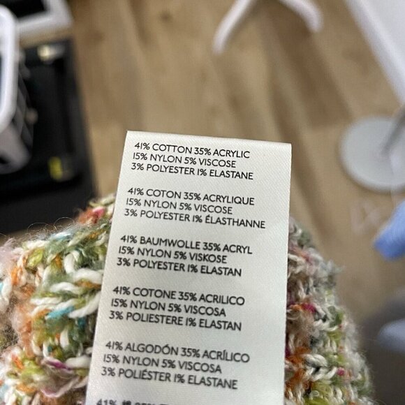 *Free People Oversized Chunky Knit V-Neck Sweater Rainbow Confetti size Small - Picture 10 of 10